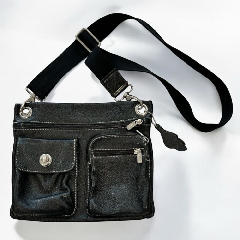 Roots Vintage Village Crossbody Bag Like New Black Pebble Leather